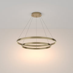 LED pendant light ULT 88W with two rings, Ø800mm, 3000K, 120°, brass