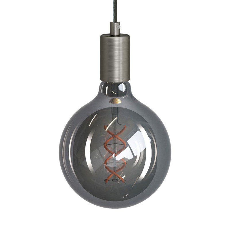 Pendant light ULT E27, with textile cable, brushed titanium