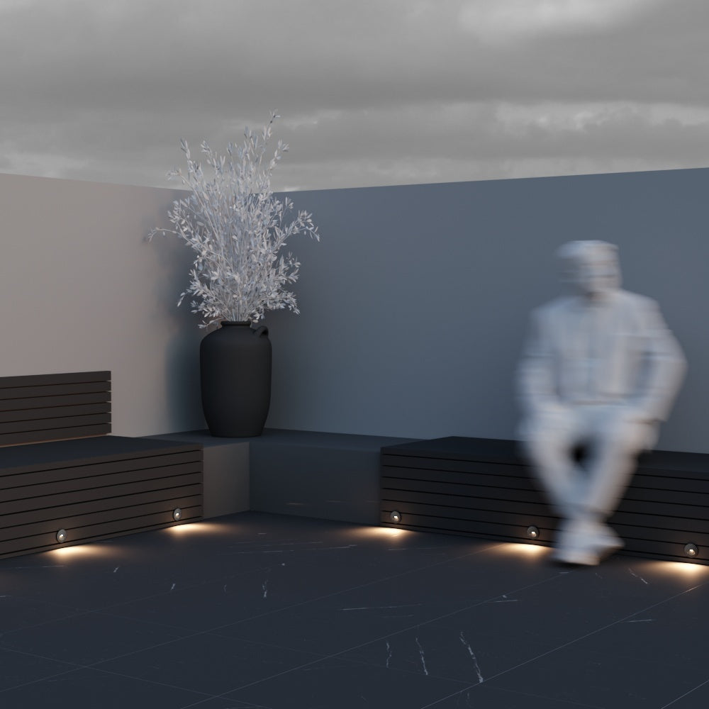 LED stair light ULT 3W, 3000K, 60°, IP54, Ø70x65mm, black