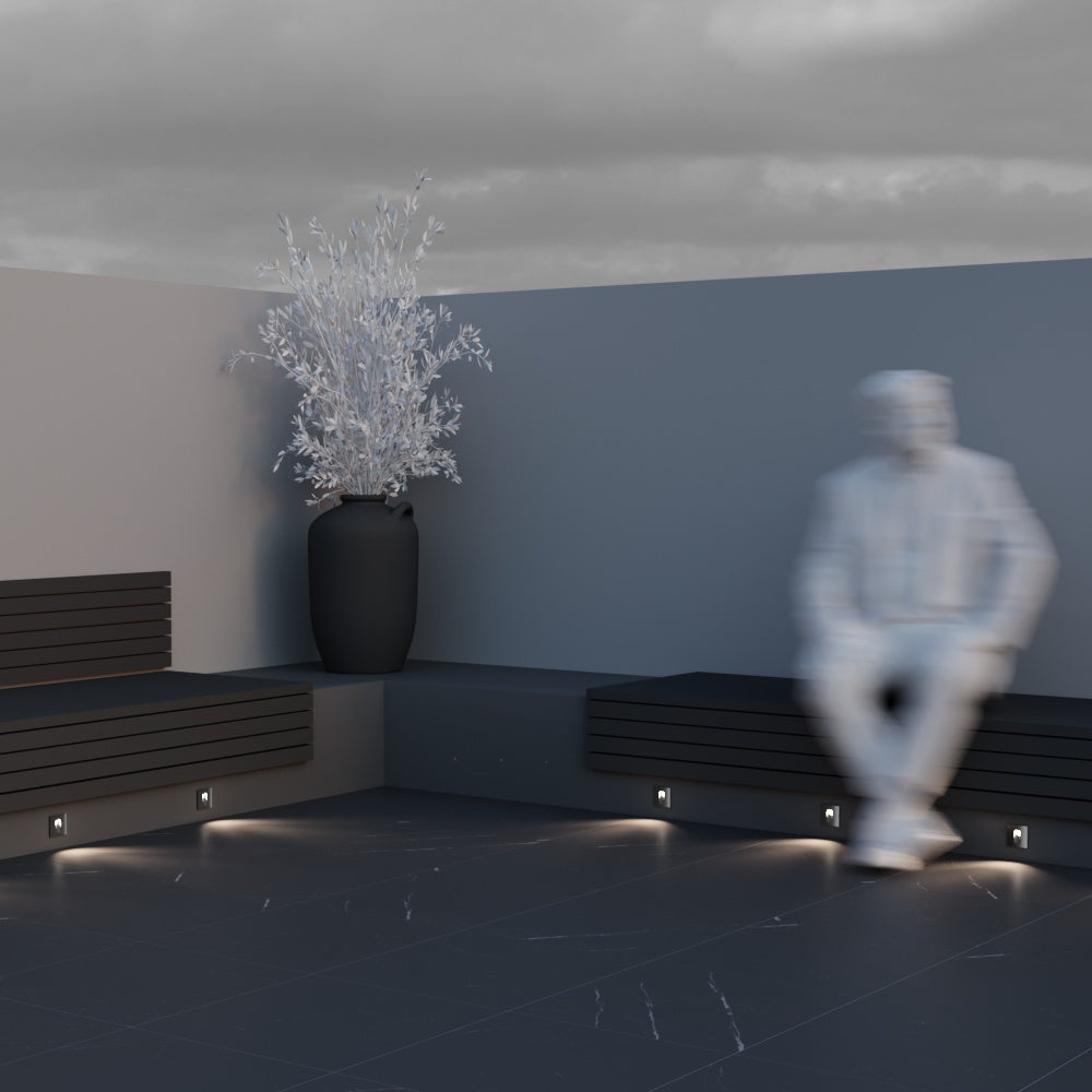 LED stair light ULT 3W, 3000K, 30°, IP54, 70x70mm, grey