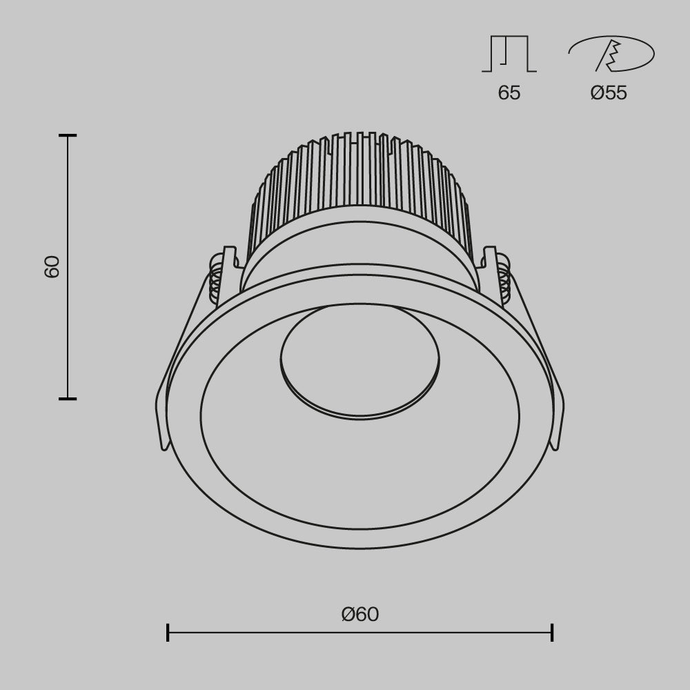 LED recessed light ULT, 6W, 420lm, 3000K, 60°, Ø60x60mm, IP65, black