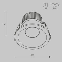 LED recessed light ULT, 6W, 420lm, 3000K, 60°, Ø60x60mm, IP65, black