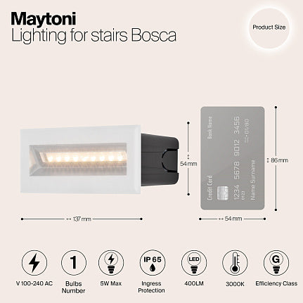 LED stair light ULT 5W, 3000K, 60°, IP65, 65x54x137mm, white