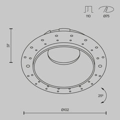 Recessed light ULT, MR16, Ø75(102)x37mm, trimless, round, gold