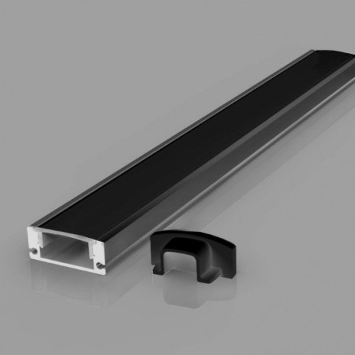 Aluminium profile ULT 3m, surface, 17,4x7mm, black, with black cover and end caps