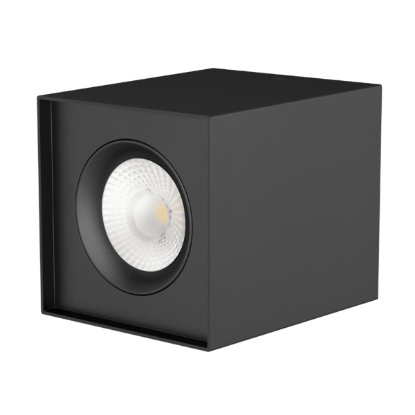 LED Surface light square redirectable ULT series, 10W, 60°, 3000K, Triac DIM, 90x90x108mm, IP54 in front, black