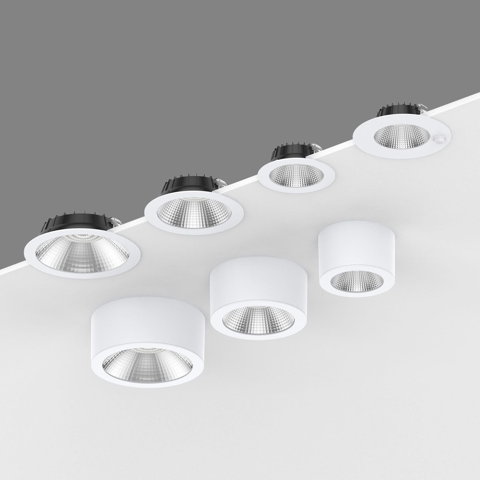 LED Recessed light ULT367 series, 18W, 4000K, 60°, UGR<19, IP54 (front), Triac DIM, Ø228x61mm, white