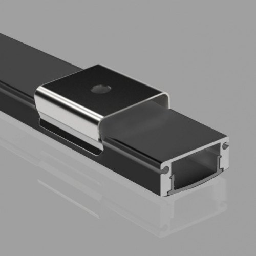 Aluminium profile ULT 3m, surface, 17,4x7mm, black, with black cover and end caps